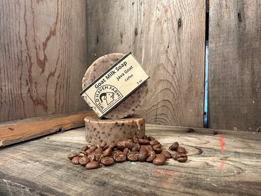 Bar of Wild Haven Farm's Java Goat goat milk soap made with San Clemente Island goat milk