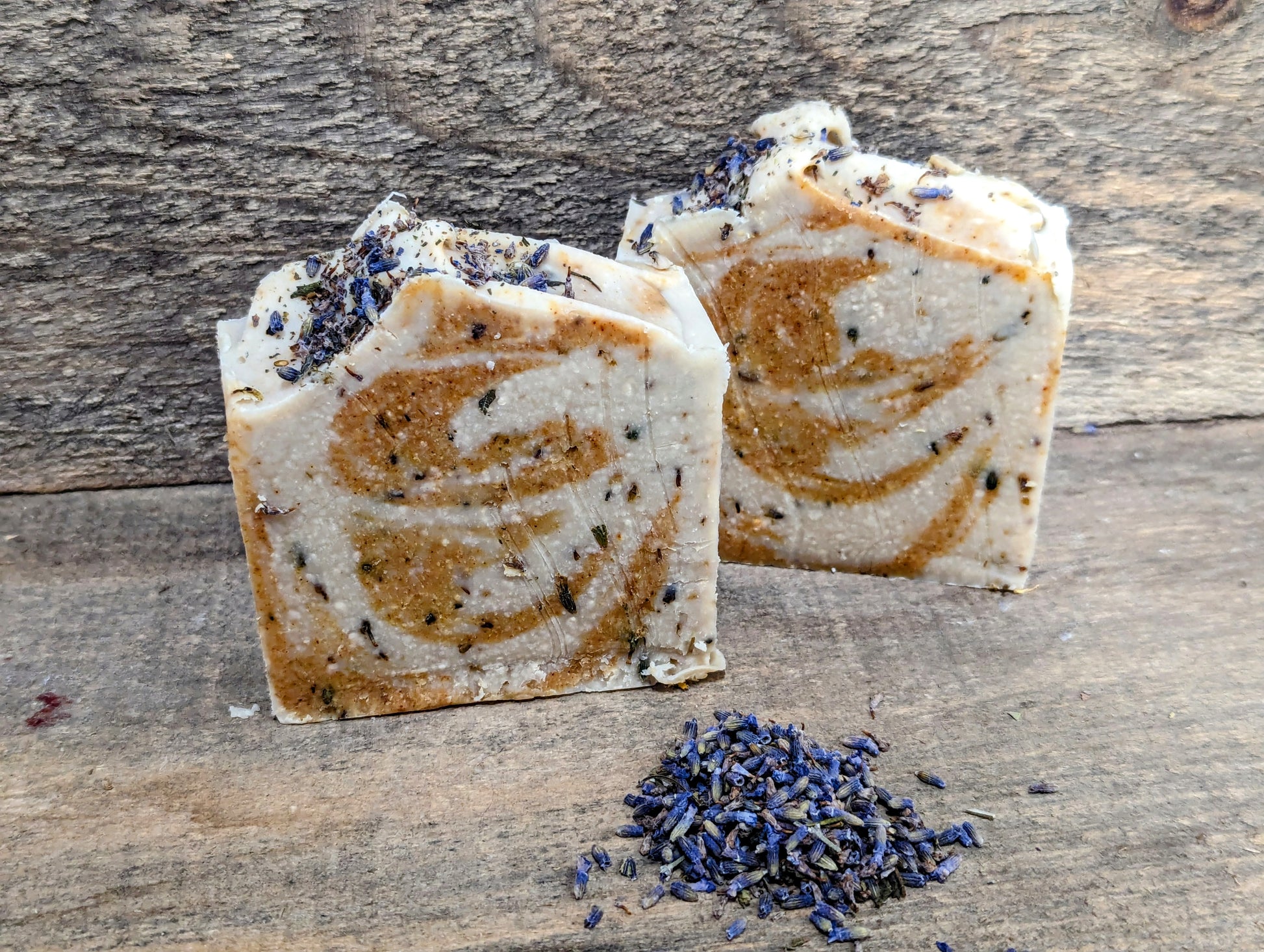 Bars of Wild Haven Farm's Spring Goat goat milk soap.