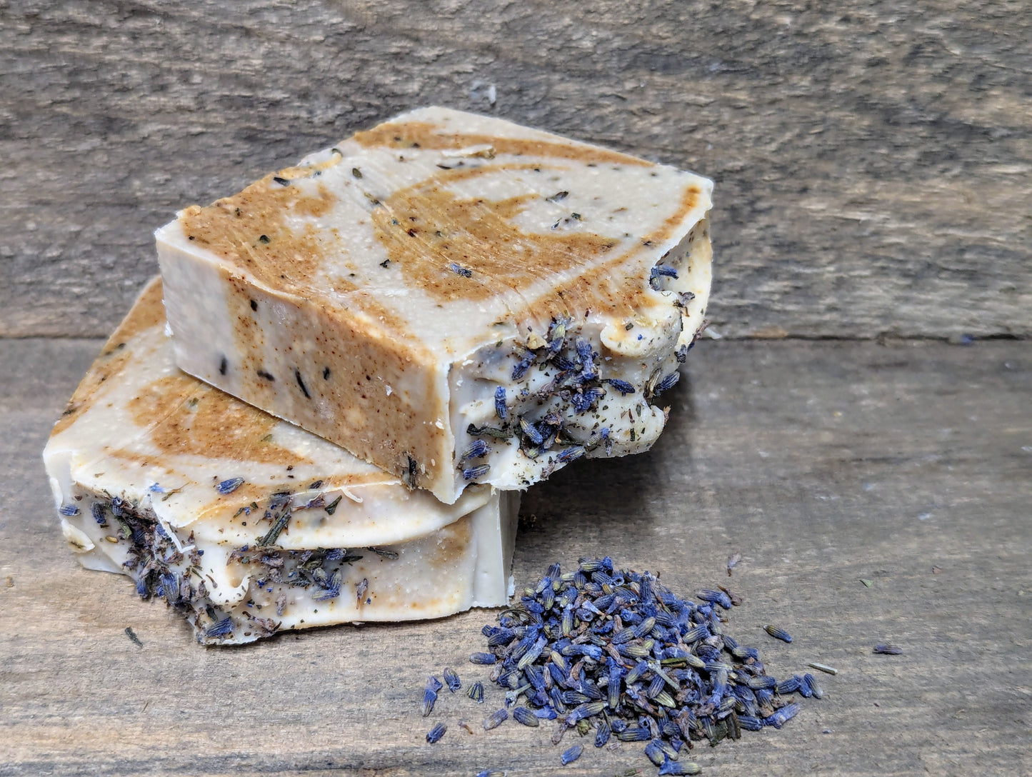 Bars of Wild Haven Farm's Spring Goat goat milk soap.