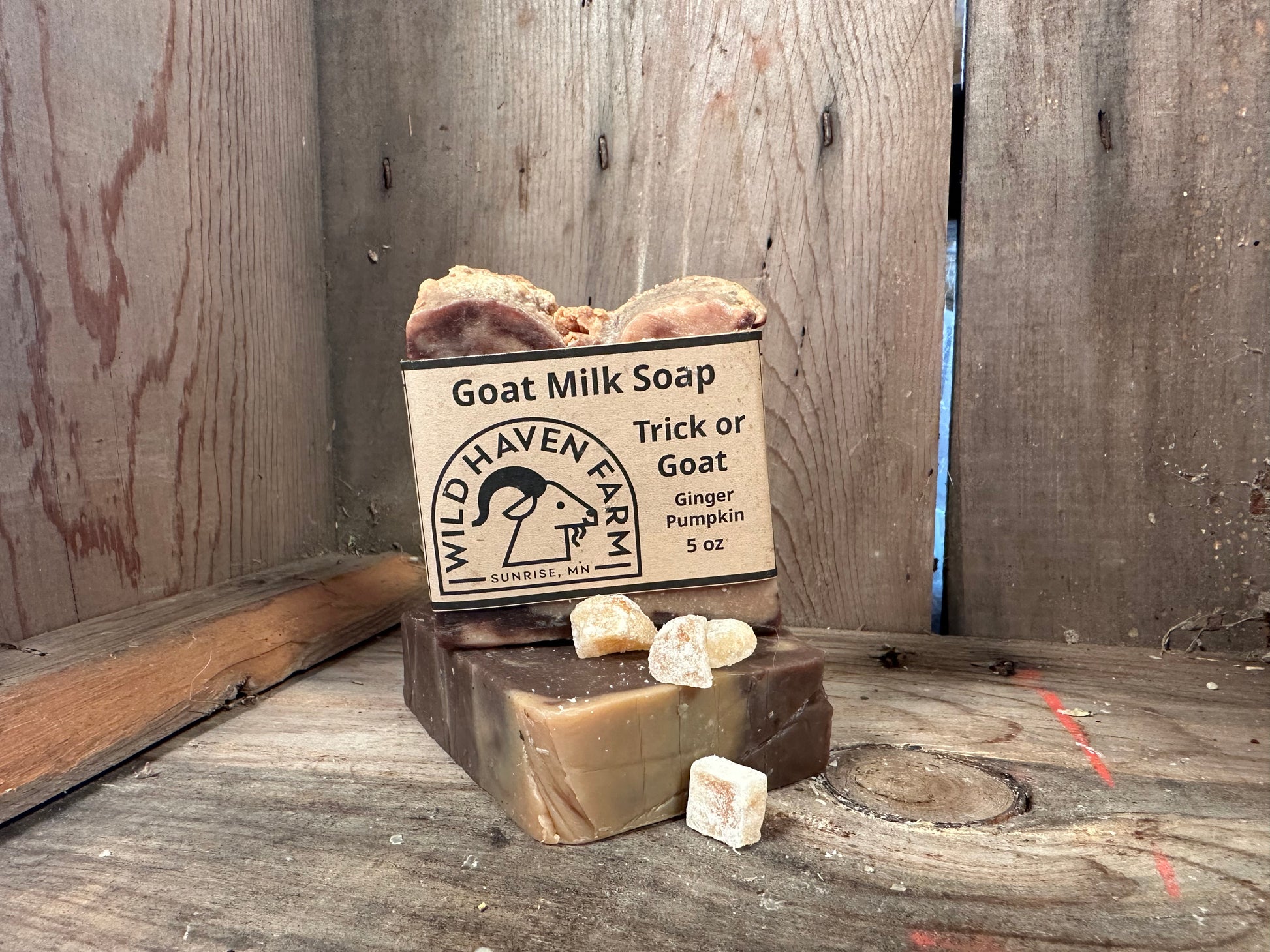 Bar of Wild Haven Farm "Trick or Goat"soap handmade with San Clemente Island goat milk