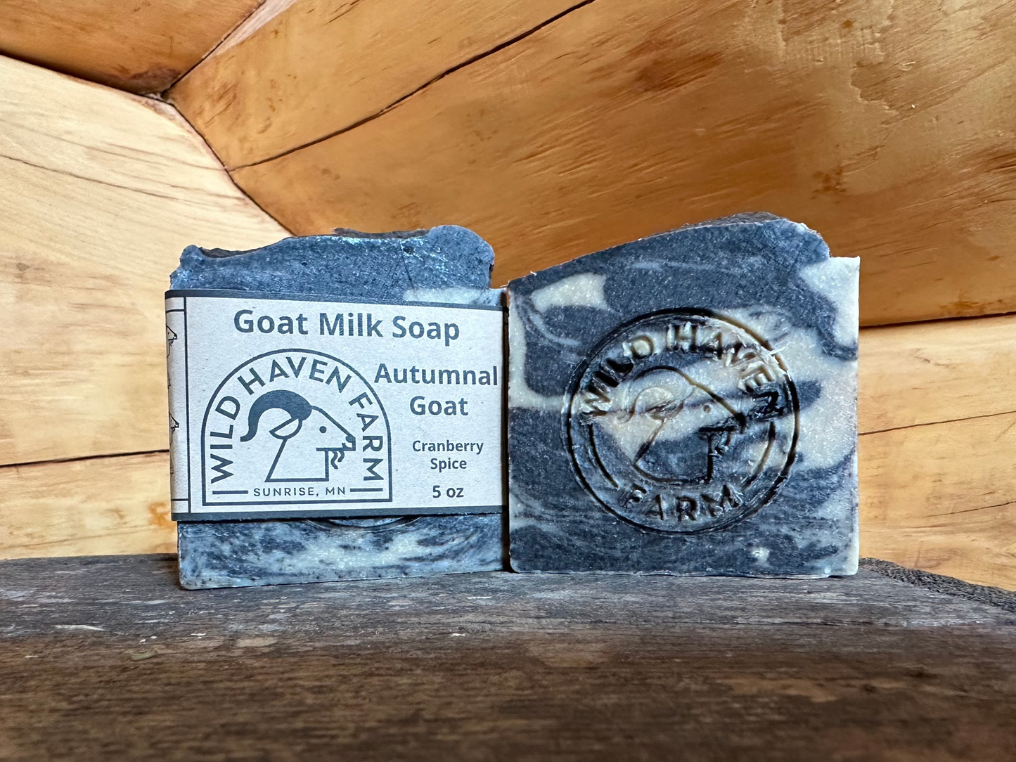 bar of goat milk soap produced by Wild Haven Farm