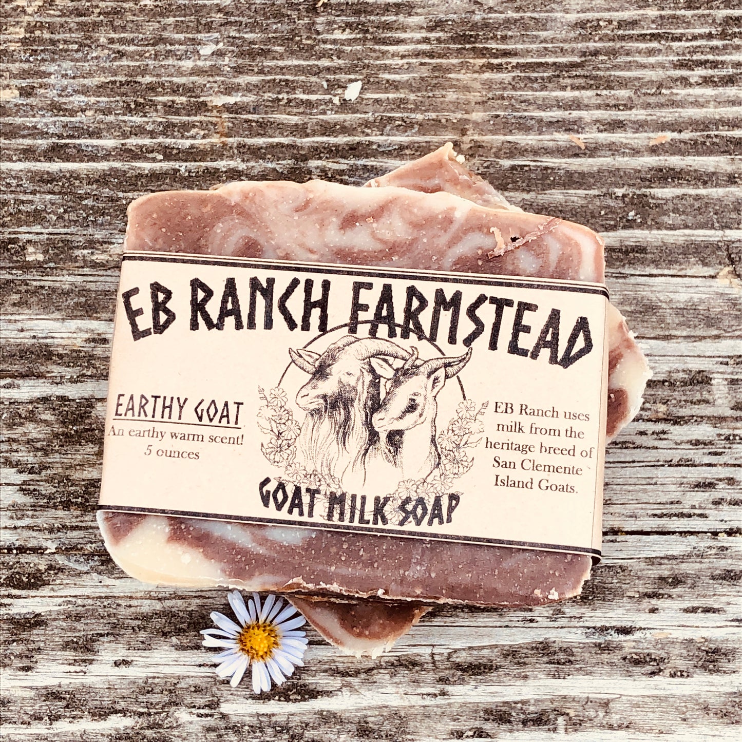 Bar of Wild Haven Farm's Earthy Goat goat milk soap made with San Clemente Island goat milk