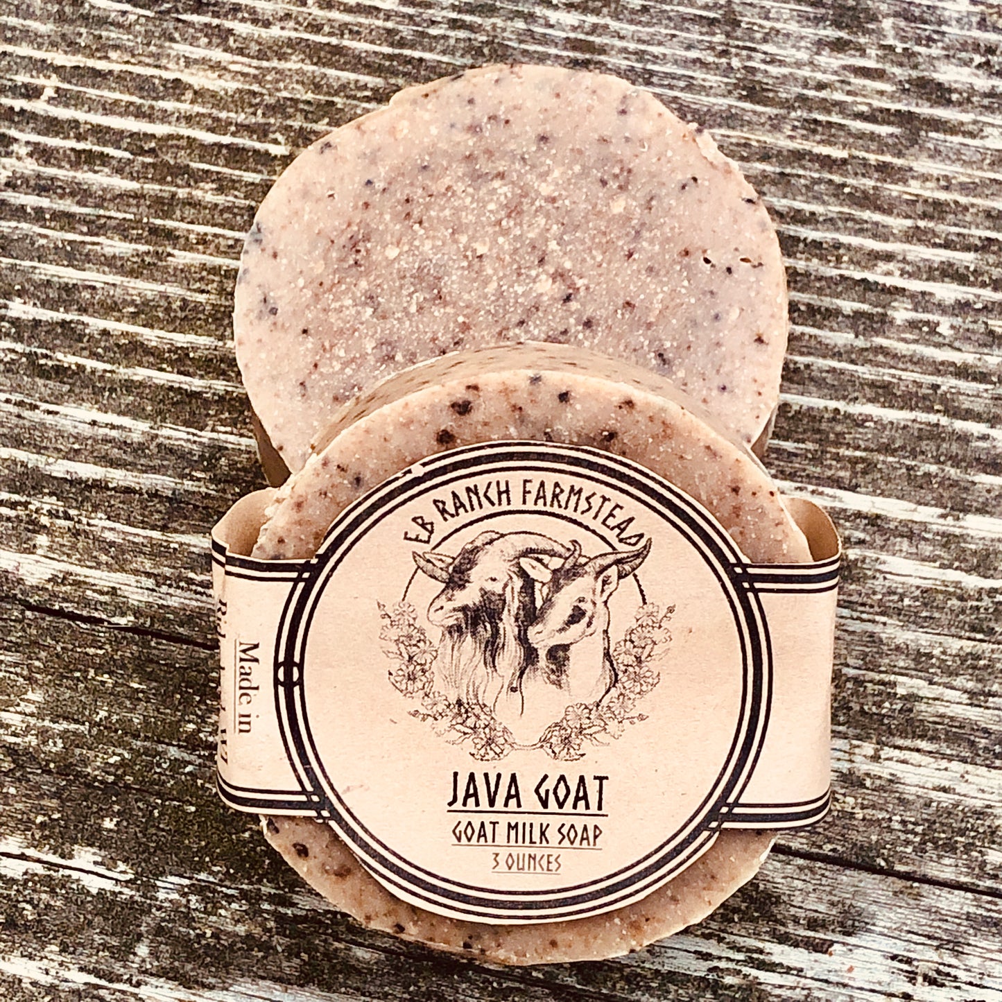 Bar of Wild Haven Farm's Java Goat goat milk soap made with San Clemente Island goat milk