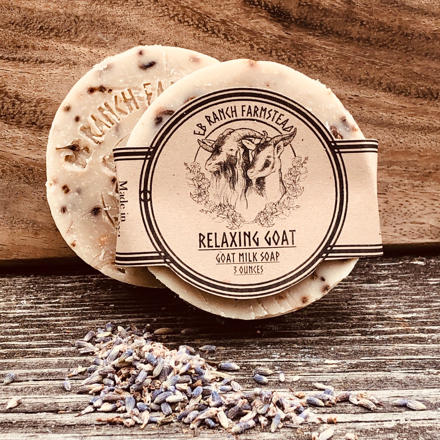 Bar of Wild Haven Farm's Relaxing Goat goat milk soap made with San Clemente Island goat milk