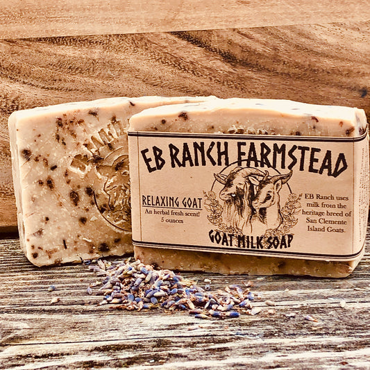 Bar of Wild Haven Farm's Relaxing Goat goat milk soap made with San Clemente Island goat milk