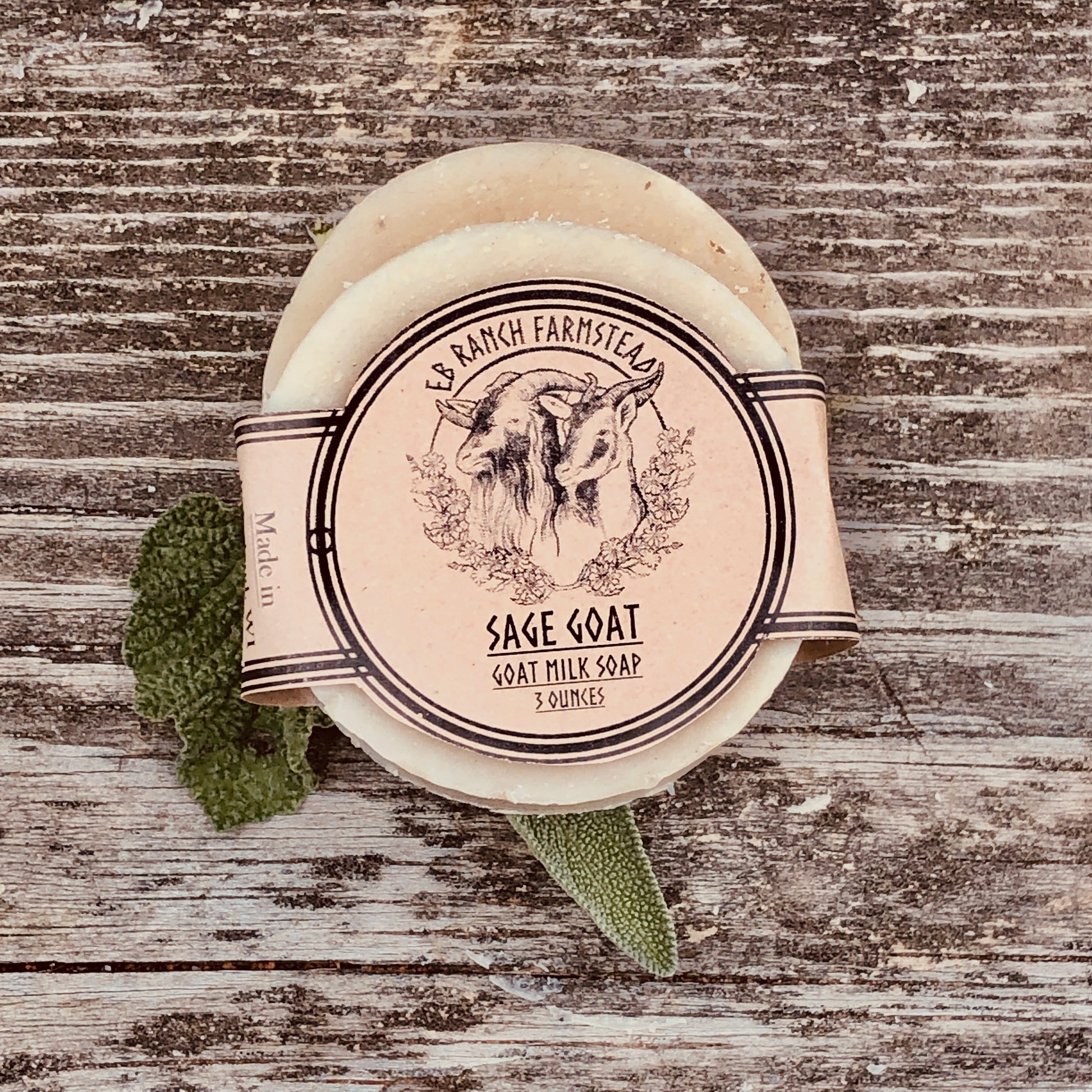 Bar of Wild Haven Farm's Sage Goat goat milk soap made with San Clemente Island goat milk
