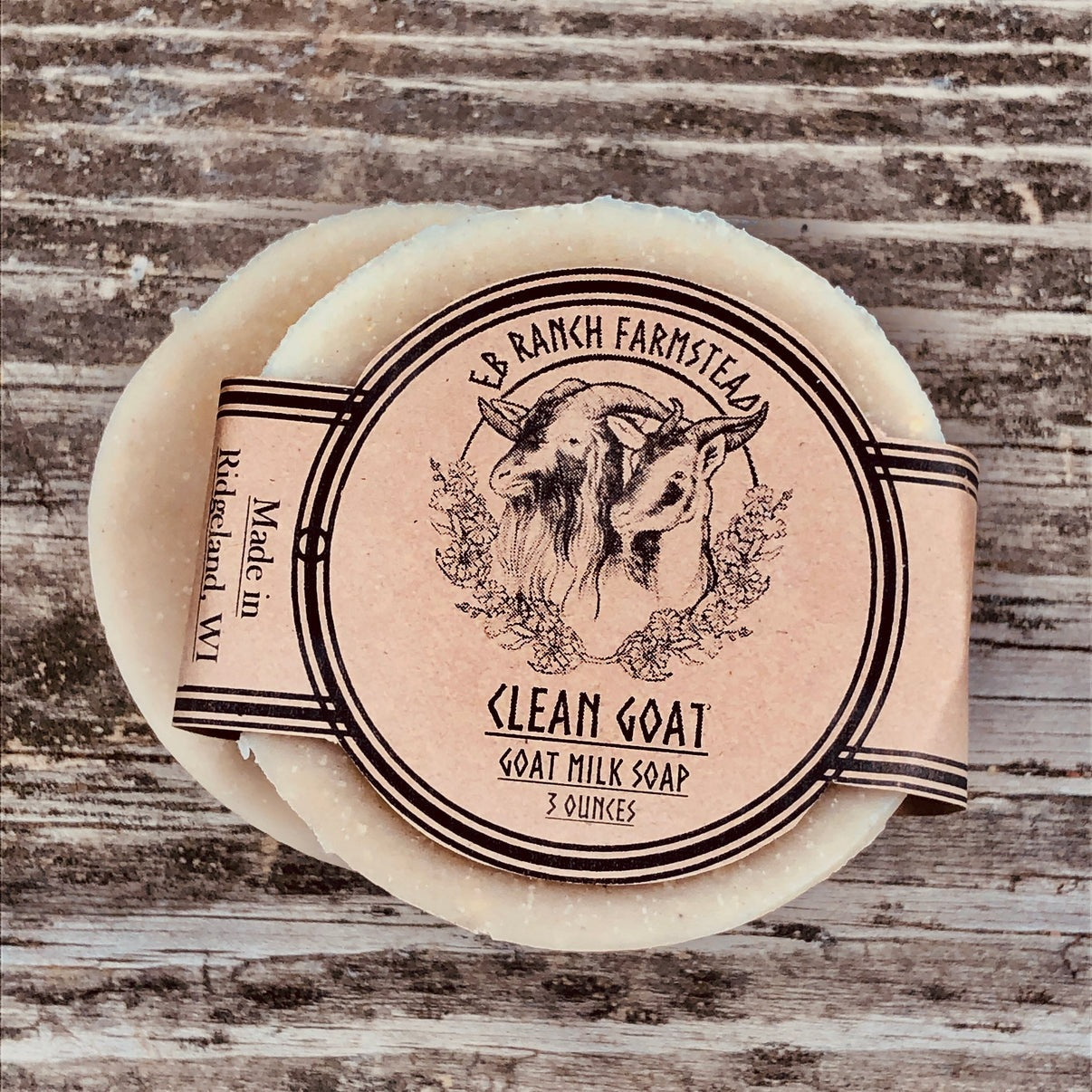 Bar of Wild Haven Farm's Clean Goat goat milk soap made with San Clemente Island goat milk