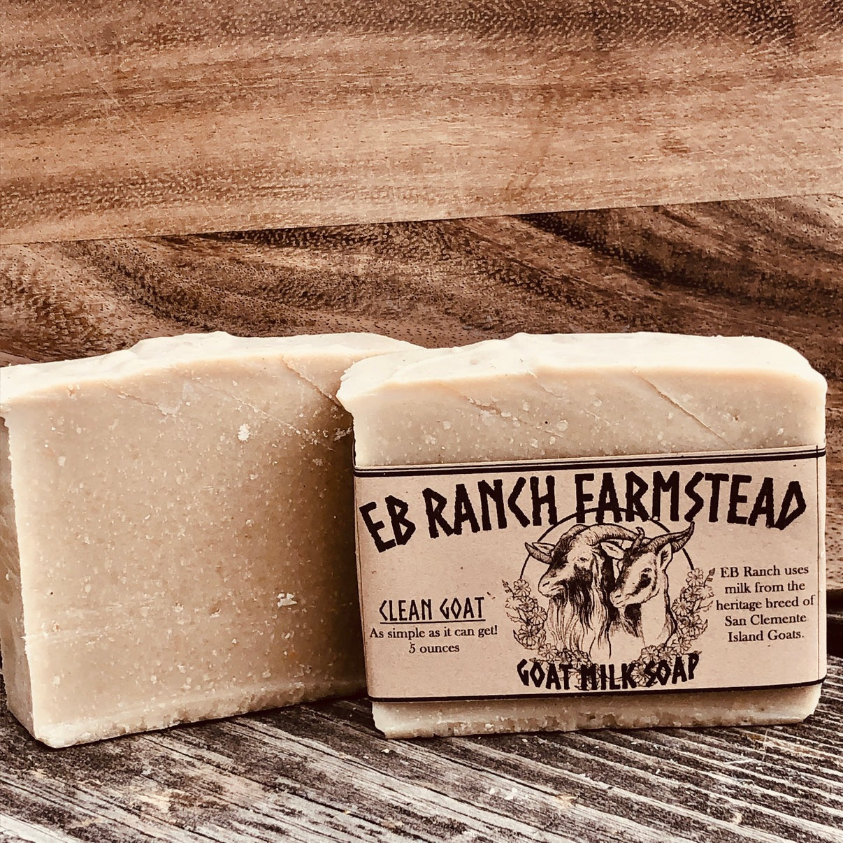 Bar of Wild Haven Farm's Clean Goat goat milk soap made with San Clemente Island goat milk
